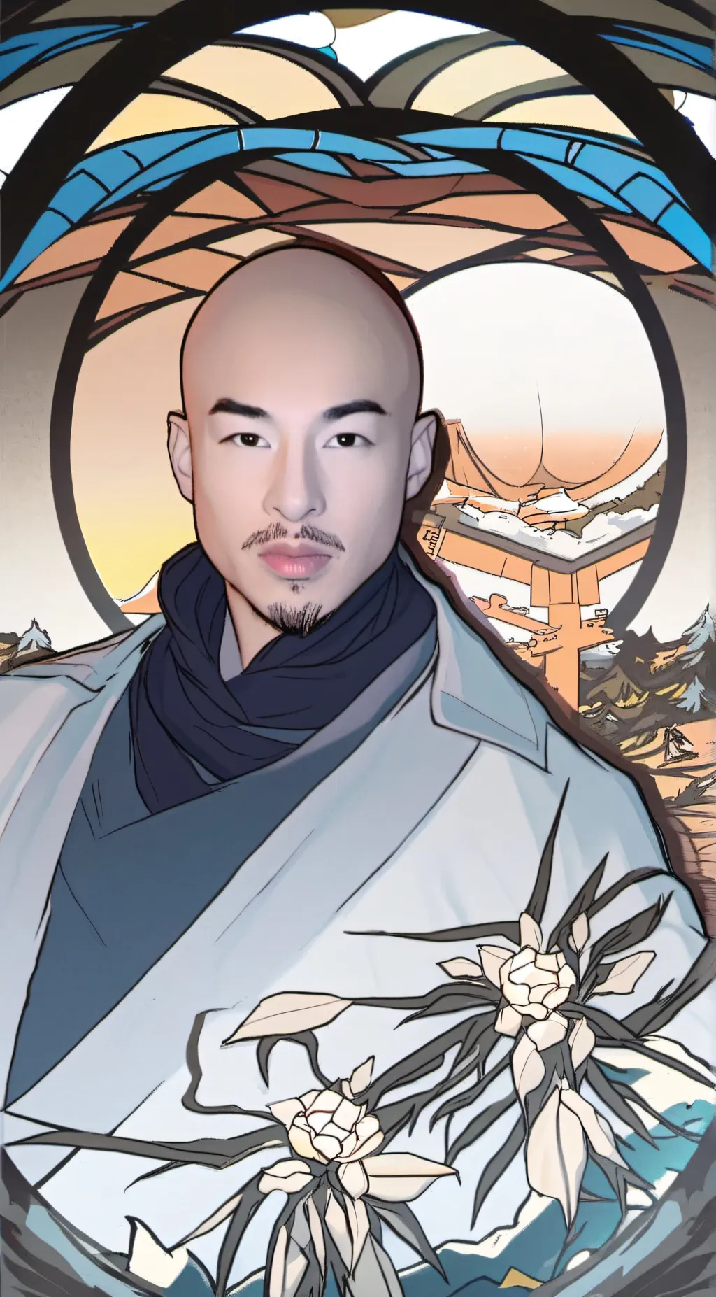 ai character: Bald man background