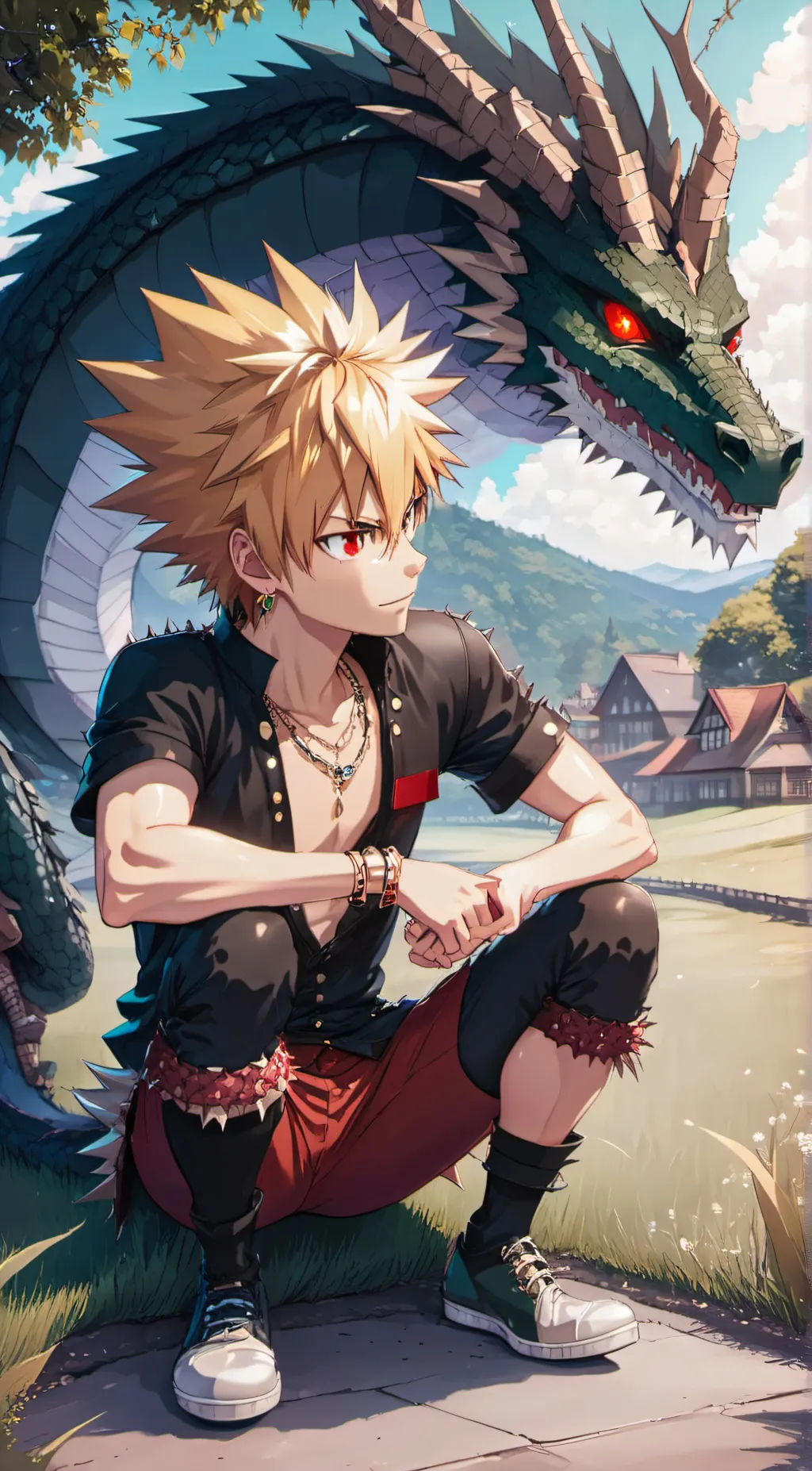 ai character: bakugo/kirishima  background