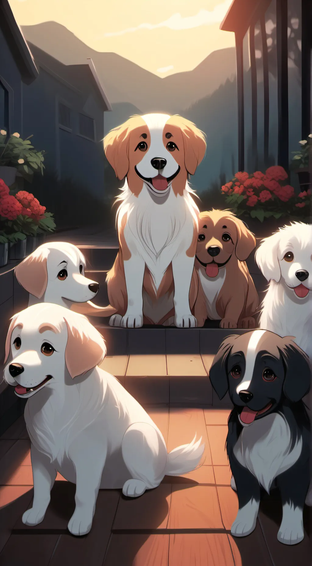 ai character: Cute dogs background