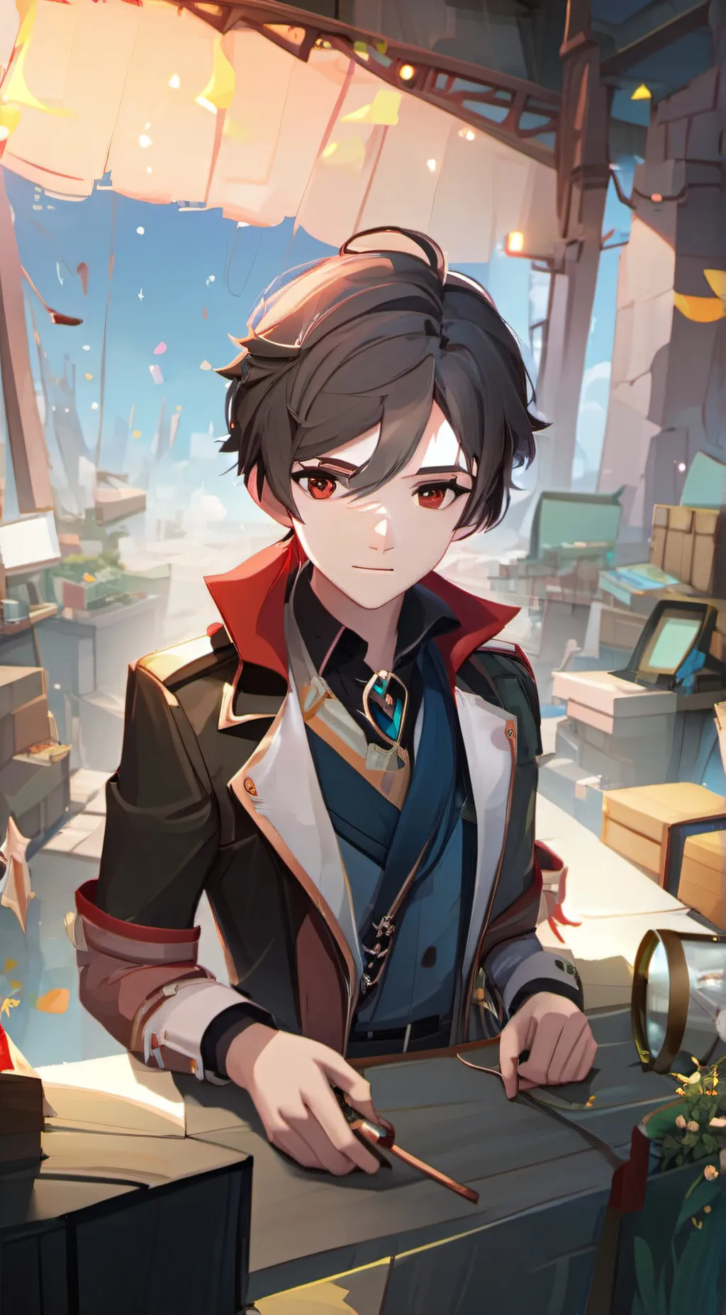 ai character: Flame background