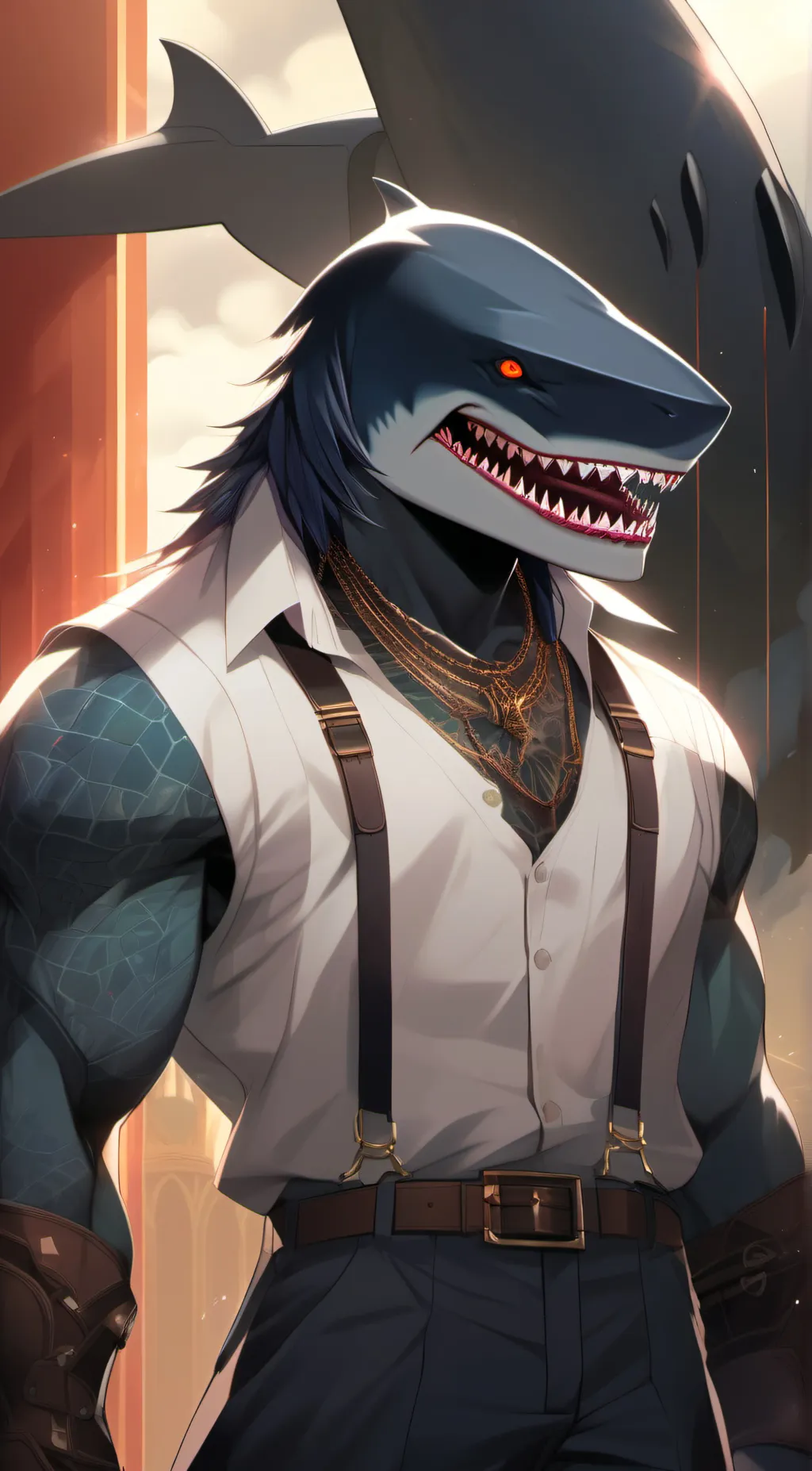 ai character: shark slayer  background