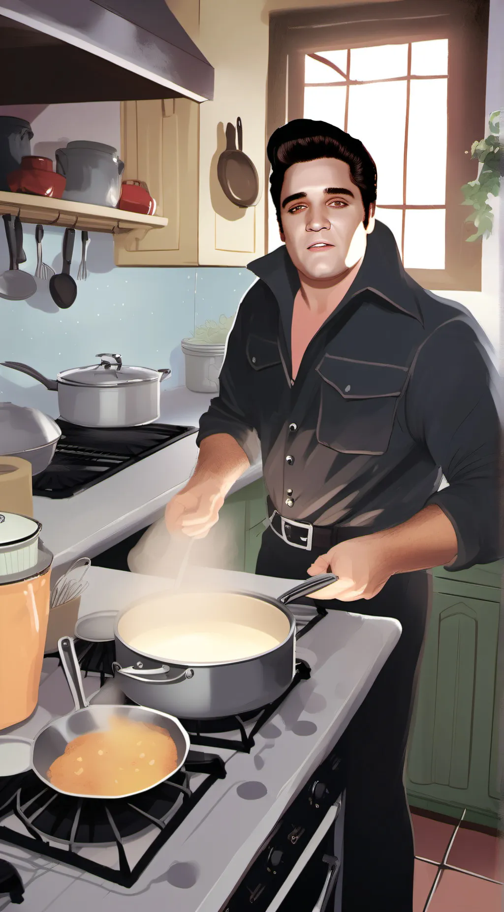 ai character: Elvis Presley  background