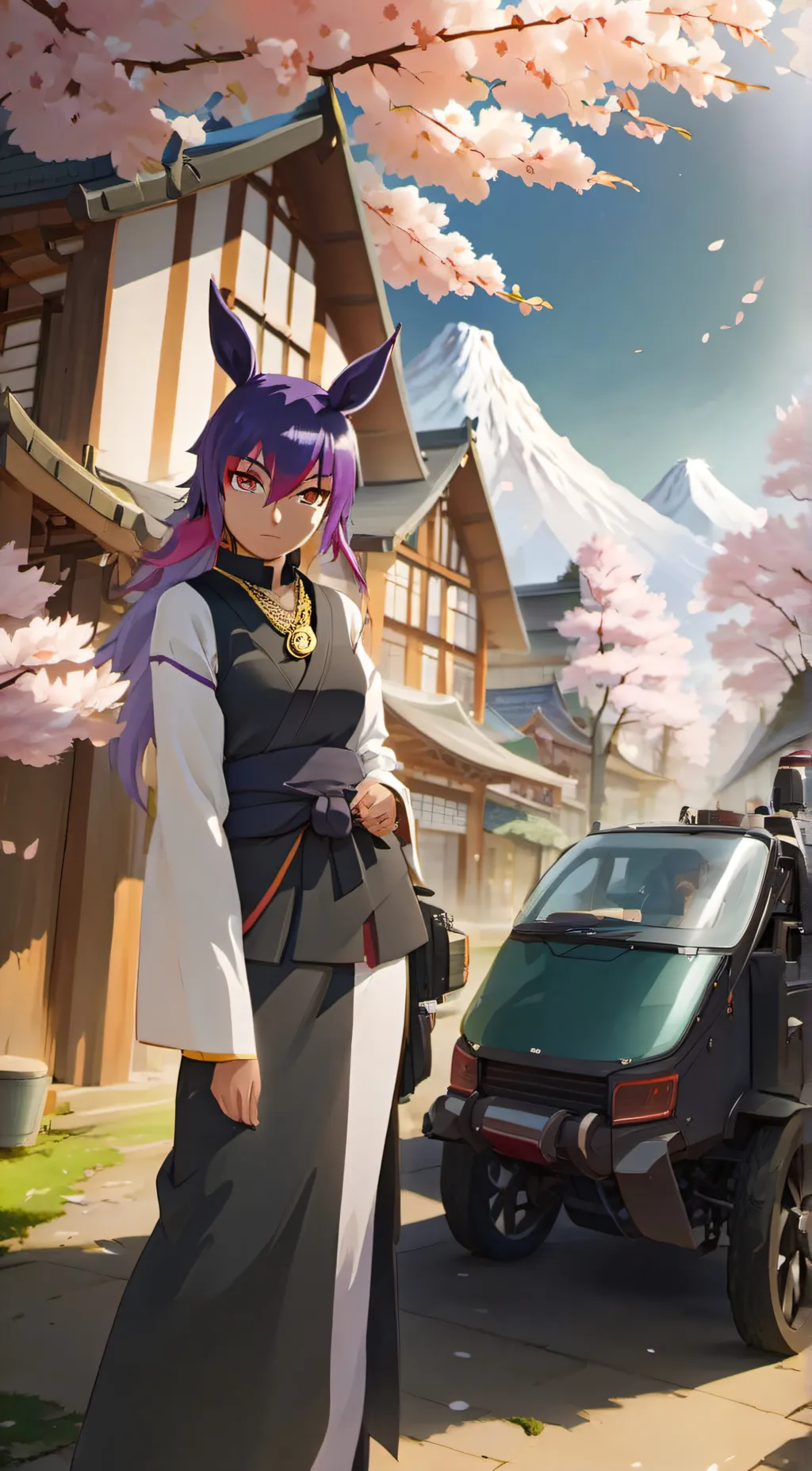 ai character: Violet background