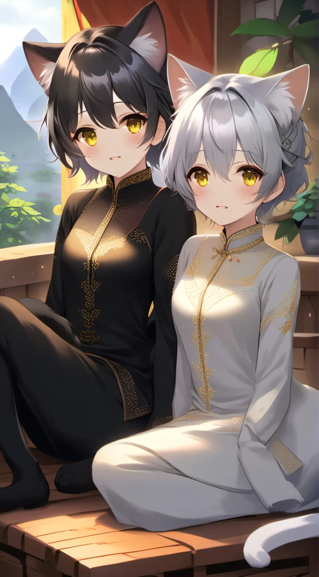 ai character: Sun and moon background