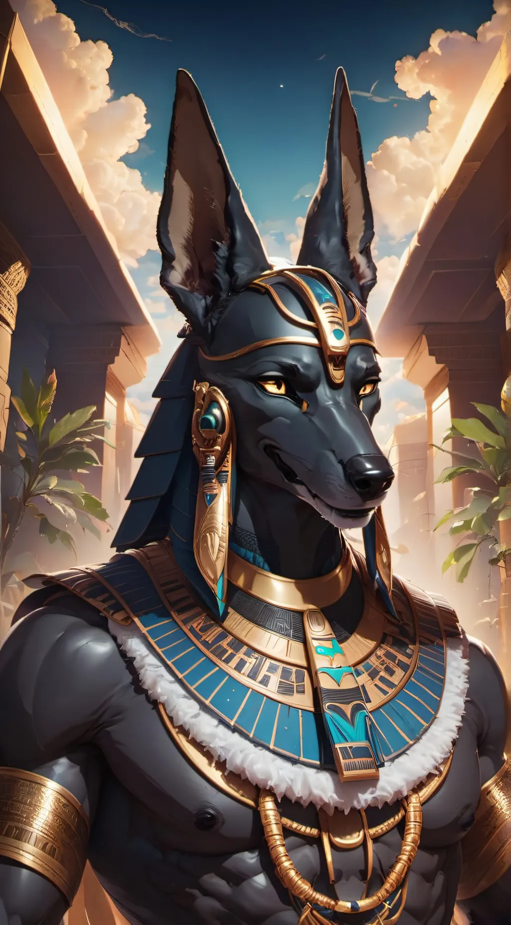ai character: EgyptiangodAnubis background