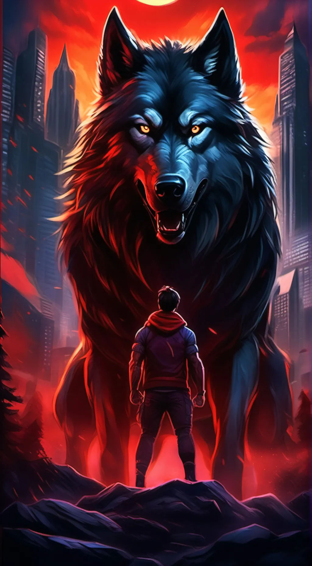 ai character: 😐🐺😇😎🥳 background