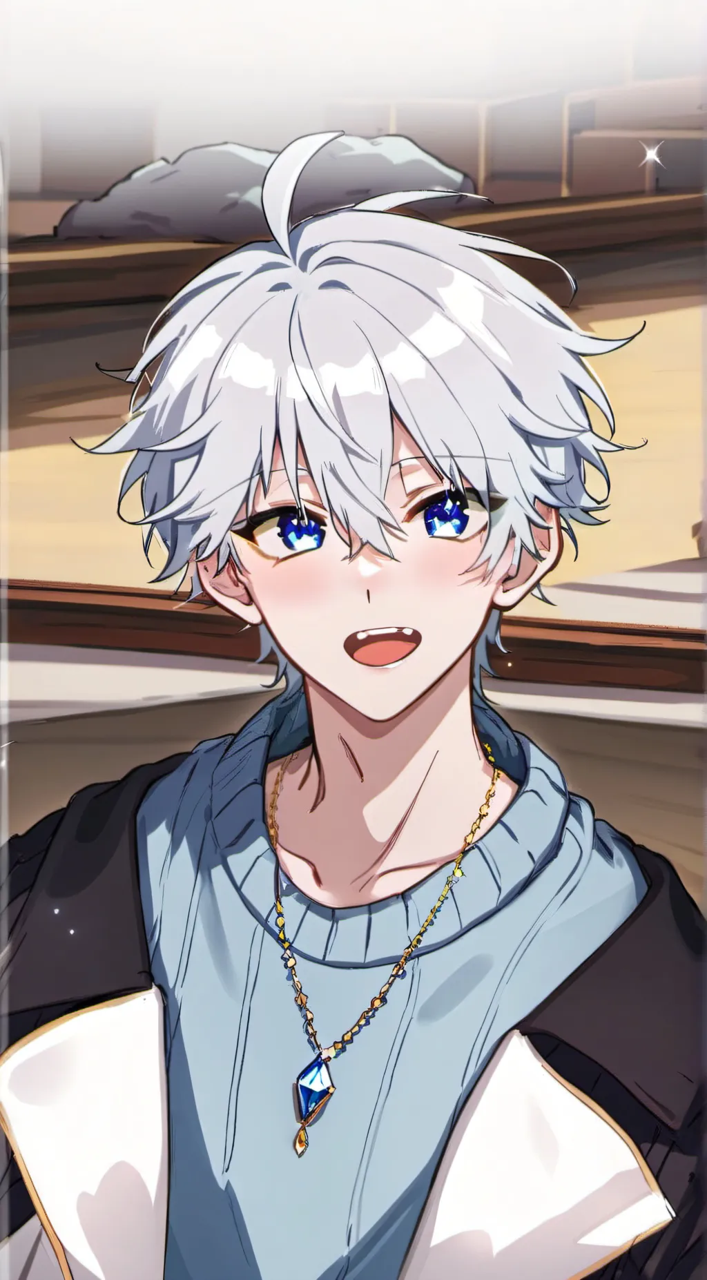 ai character: Vinny🩵🤍🩵 background