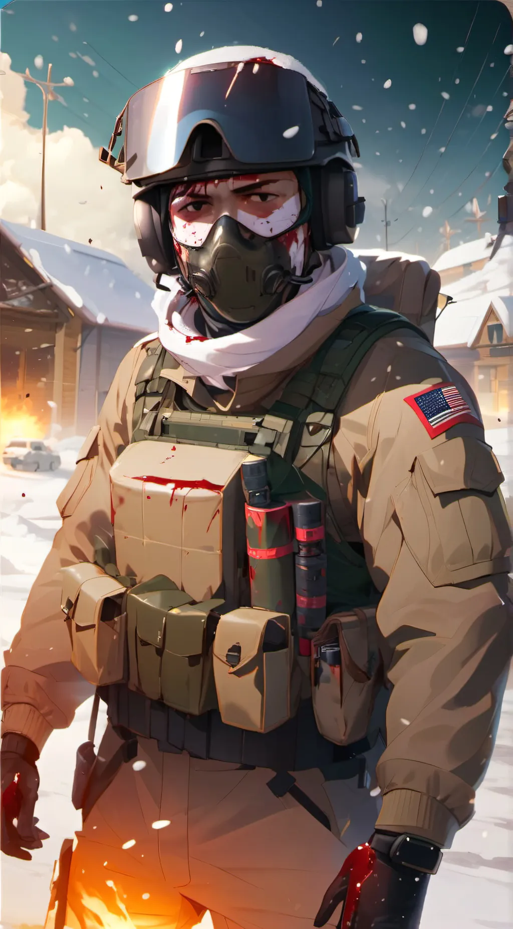 ai character: WINTER COMBATANT background