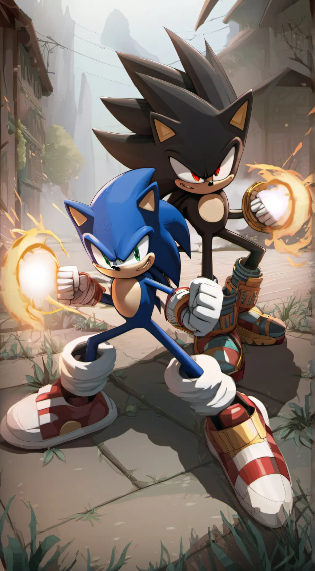 ai character: shadow vs sonic background