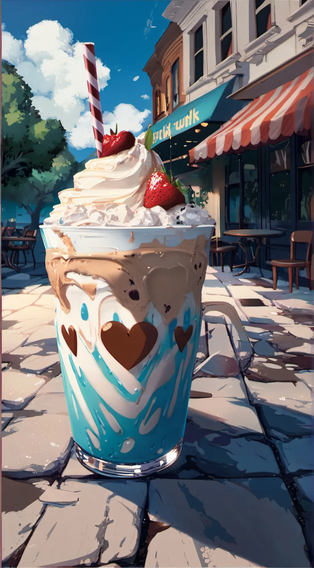 ai character: milkshake background