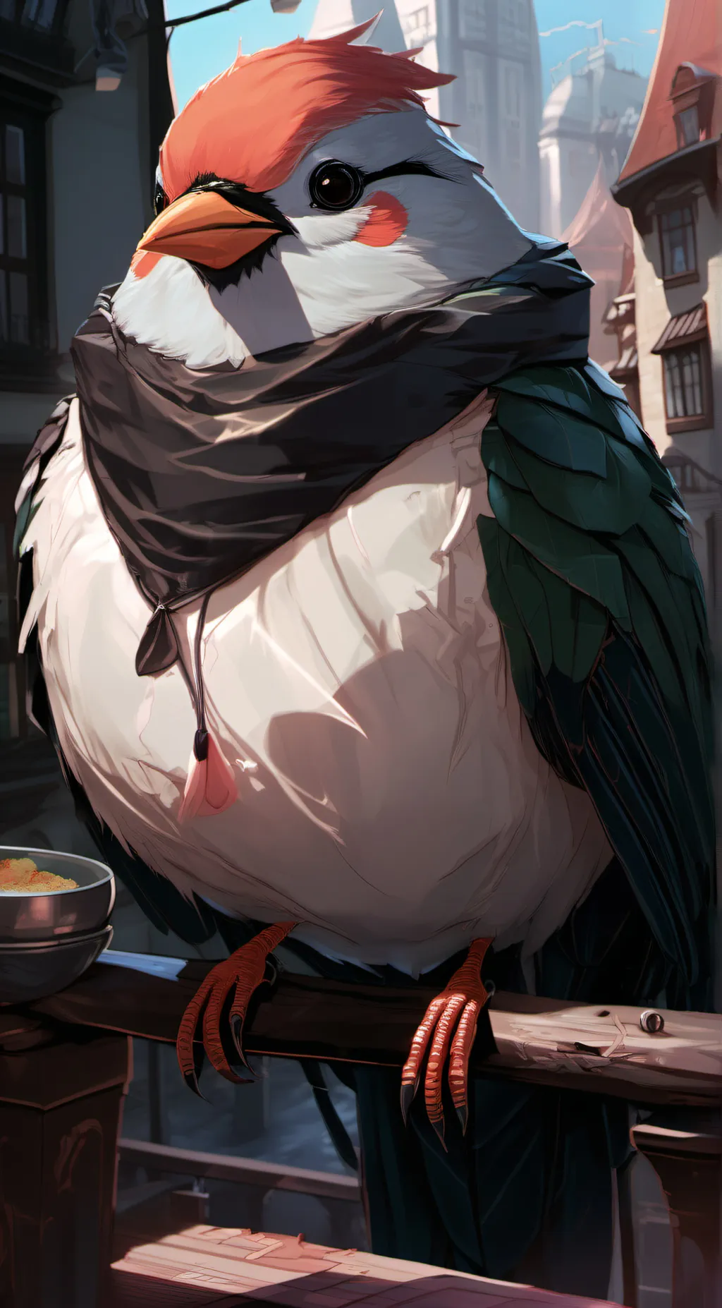 ai character: fat bird background