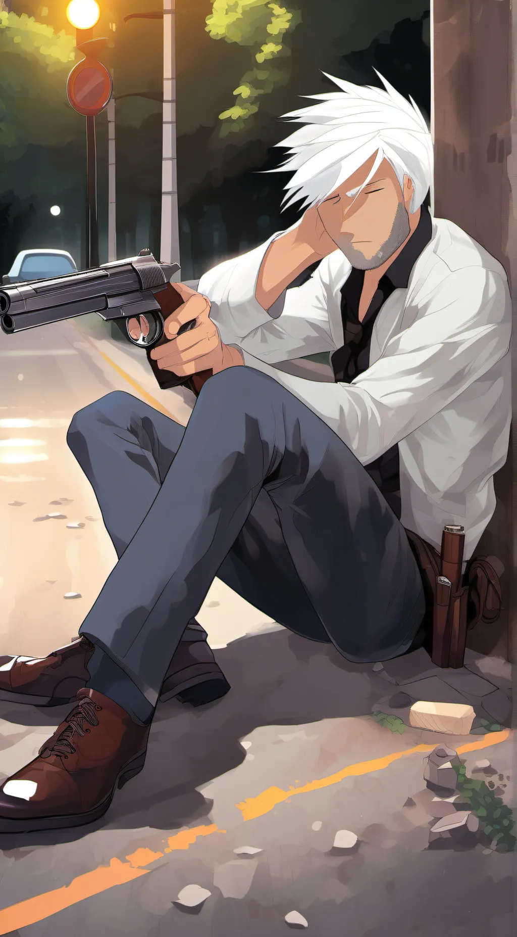 ai character: mysterious man background