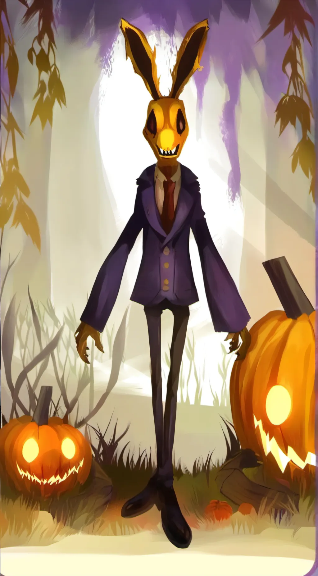ai character: Pumpkin rabbit background