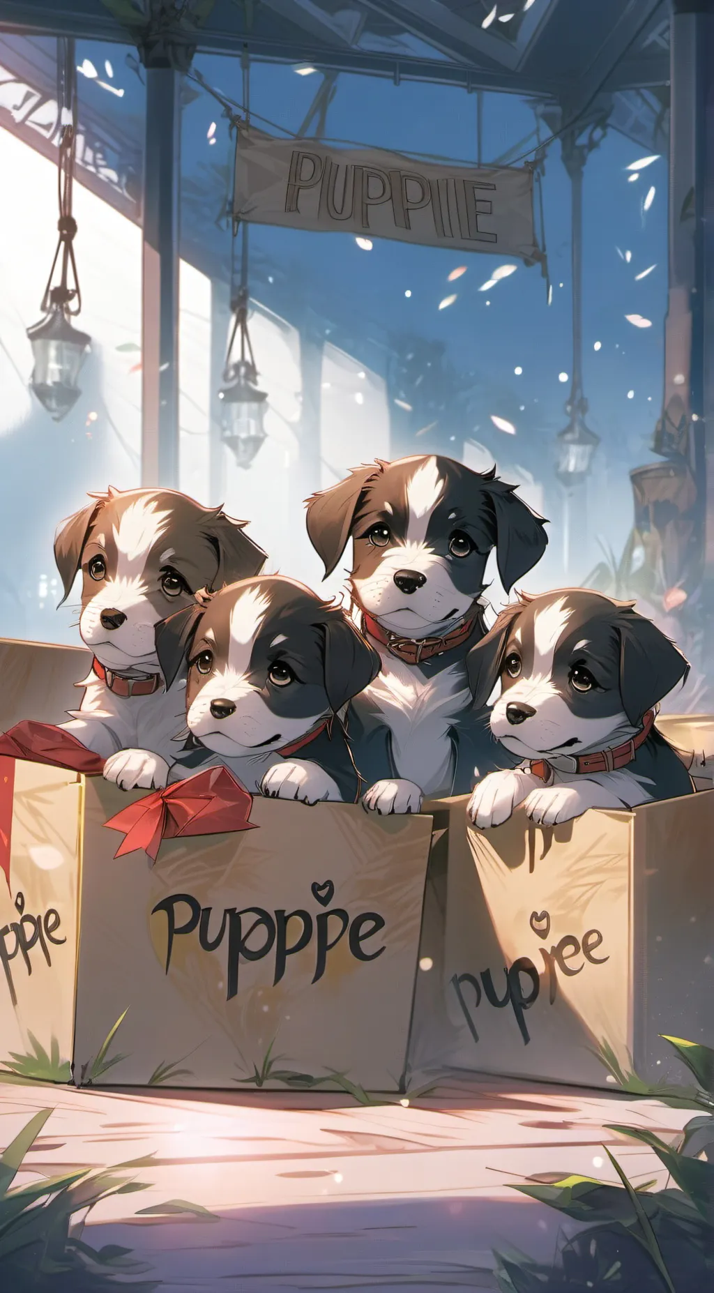 ai character: HELP THE PUPPIES background