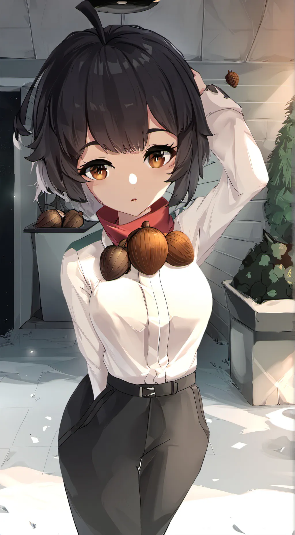 ai character: acorn hair background