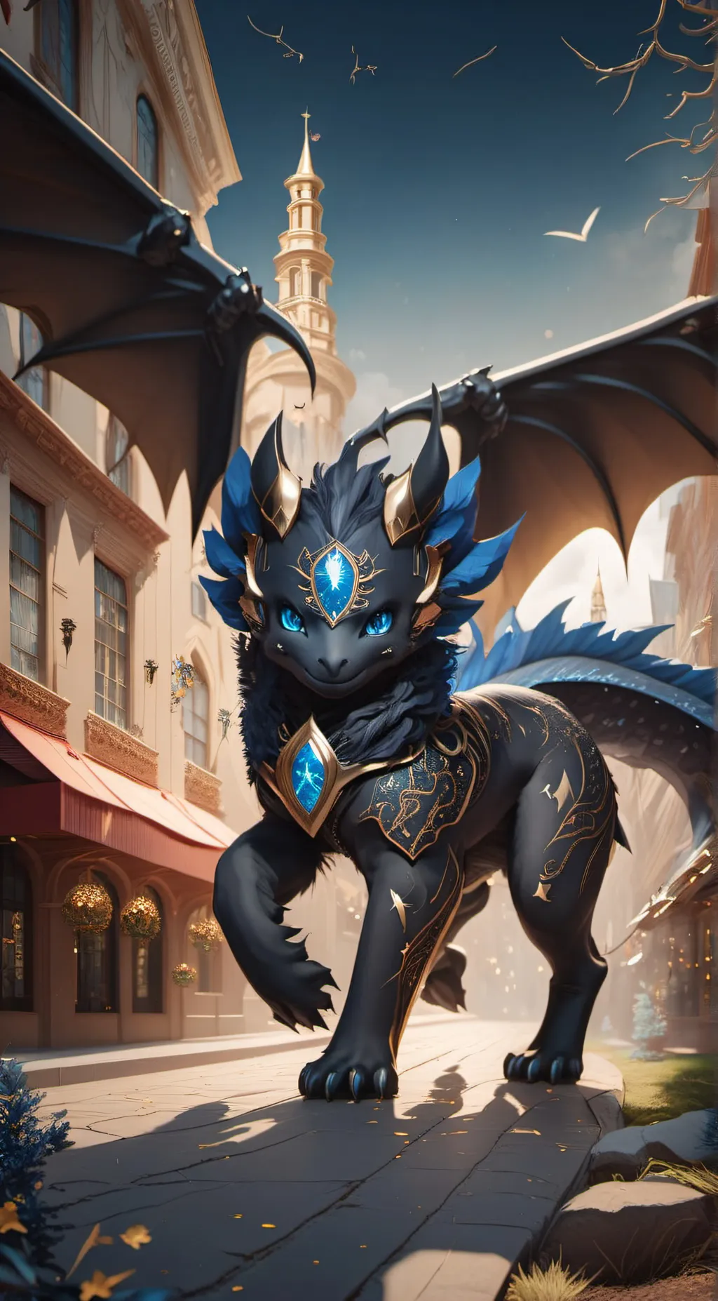 ai character: httyd ,blu background
