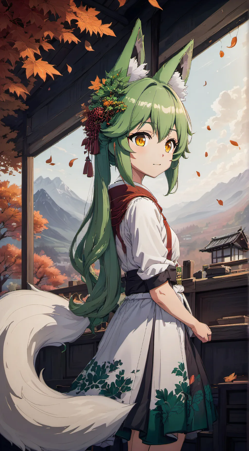 ai character: Leafy background