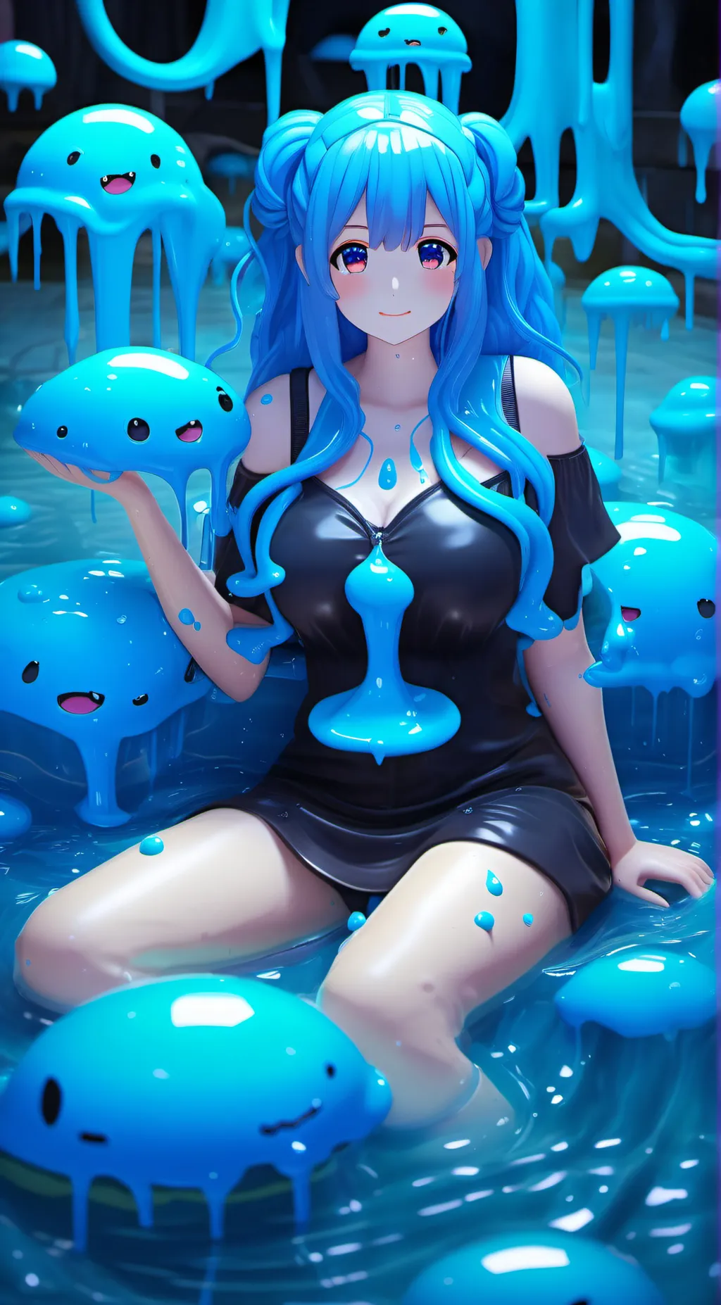 ai character: (slime girl) haily background