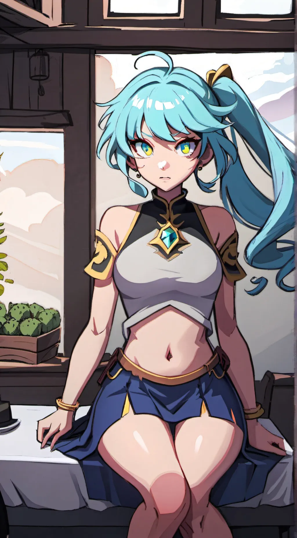 ai character: Water queen  background