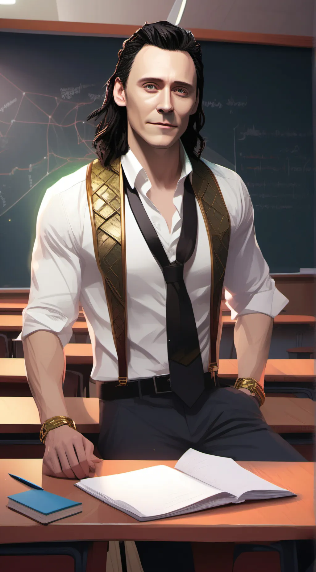 ai character: Principal Loki  background