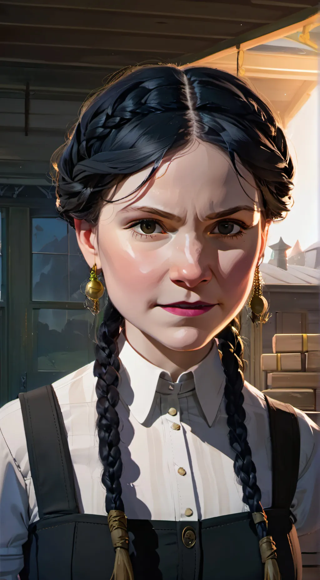 ai character: Wednesday  background