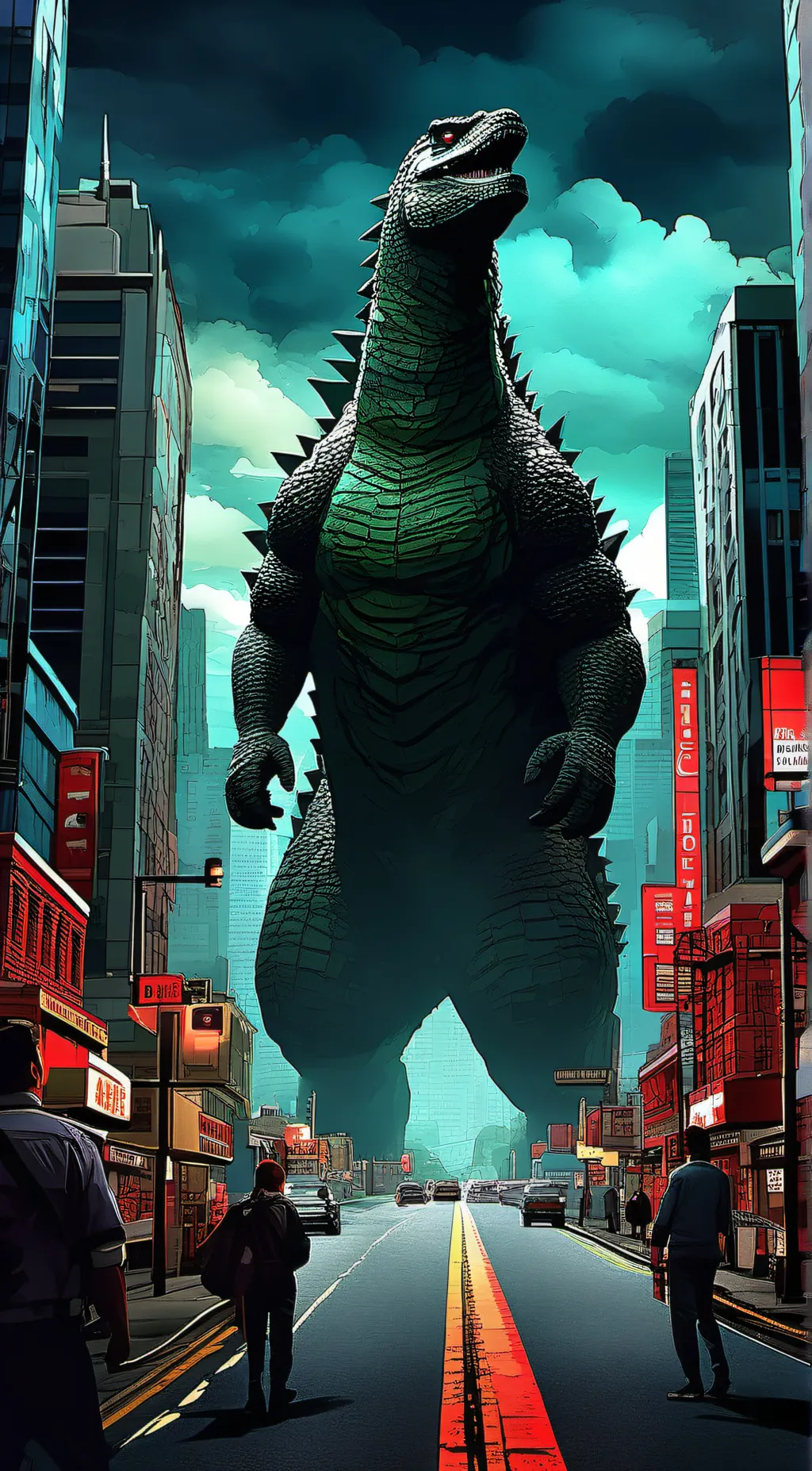 ai character: godzilla background