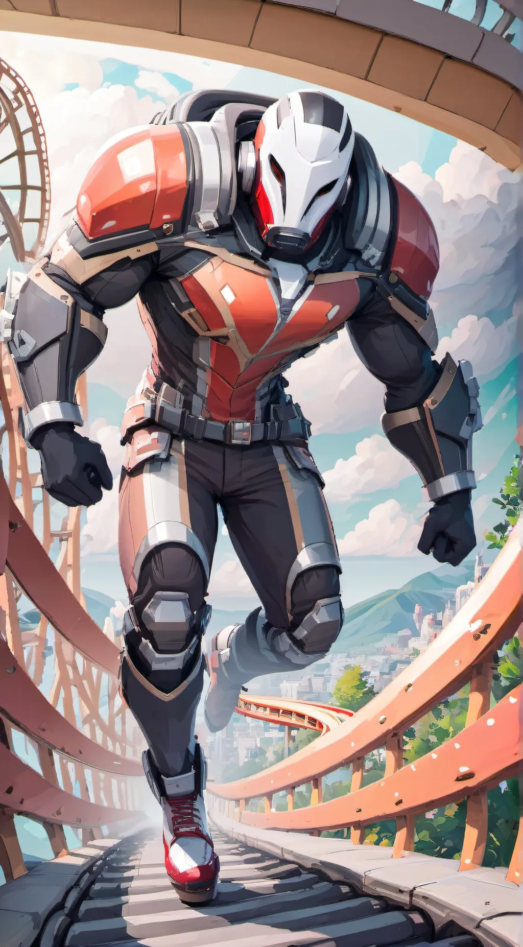 ai character: Titan roller-co... background