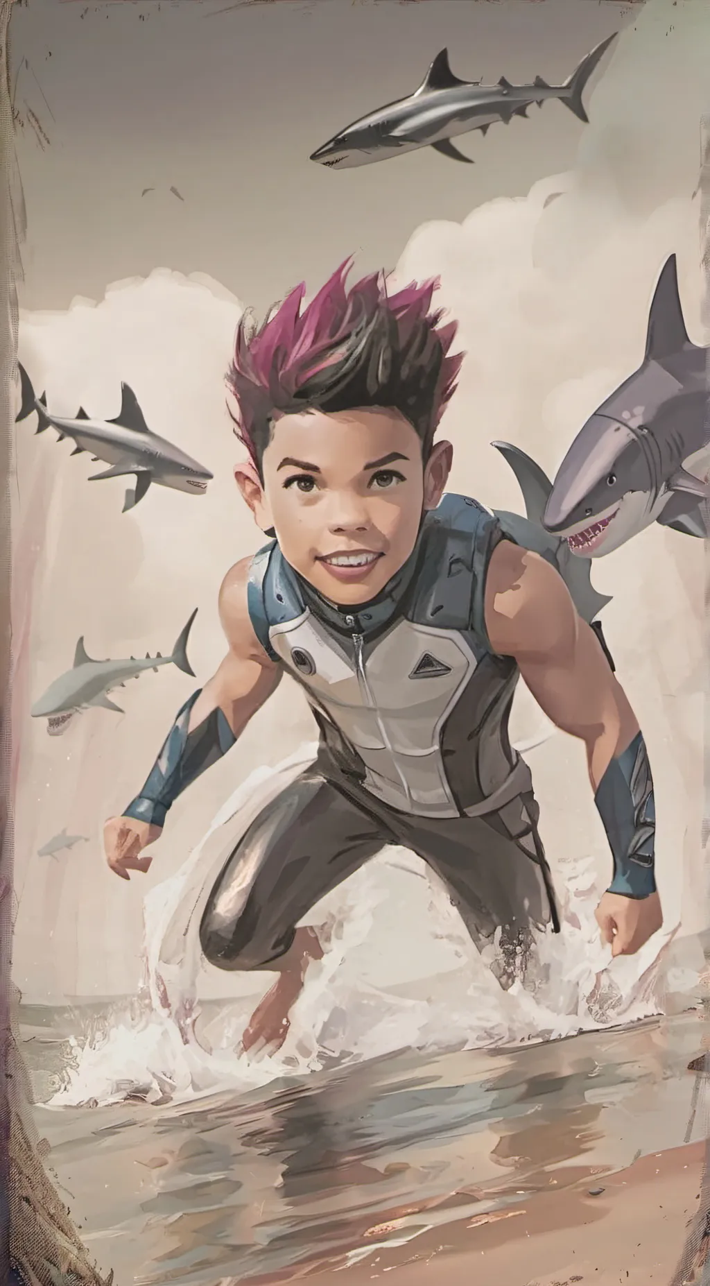 ai character: shark boy background