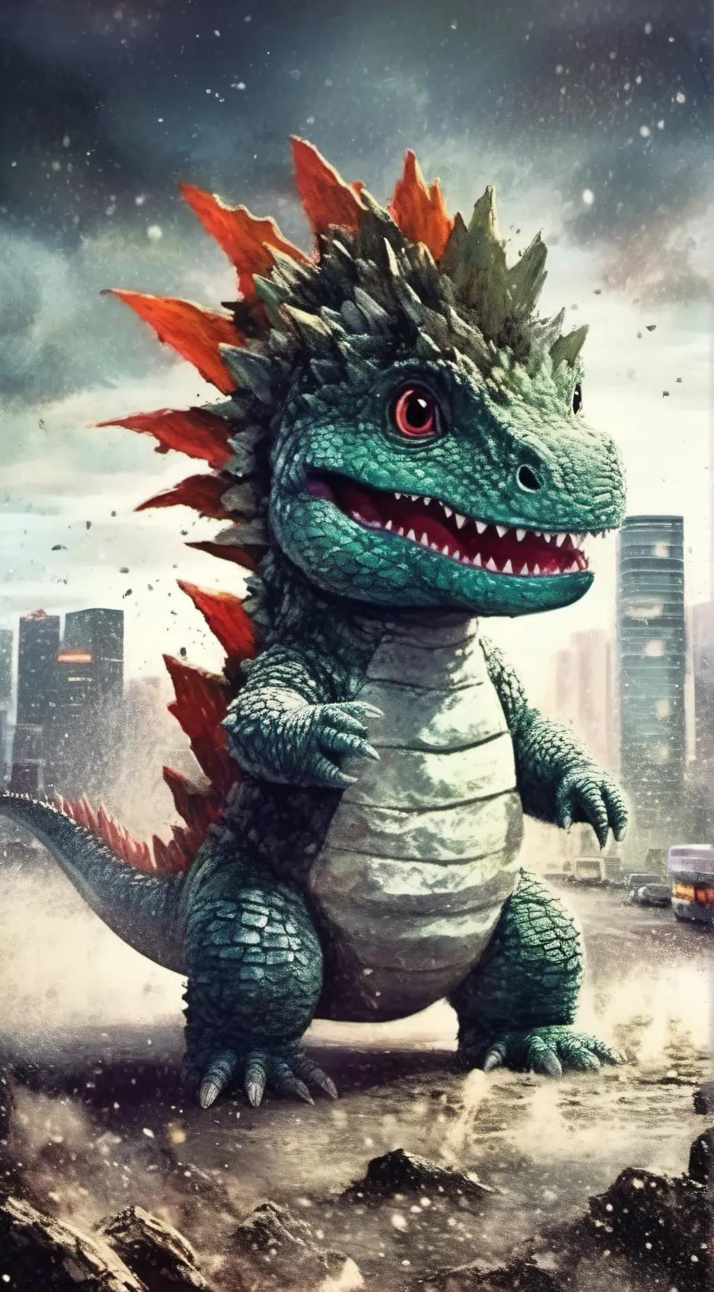 ai character: Godzilla minus one background