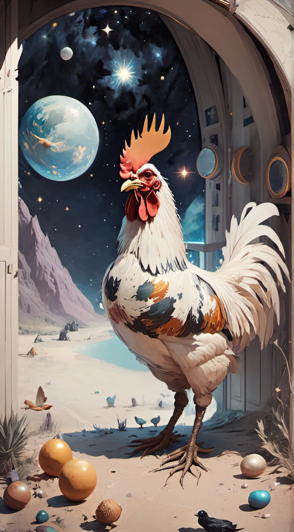 ai character: Future Chicken background