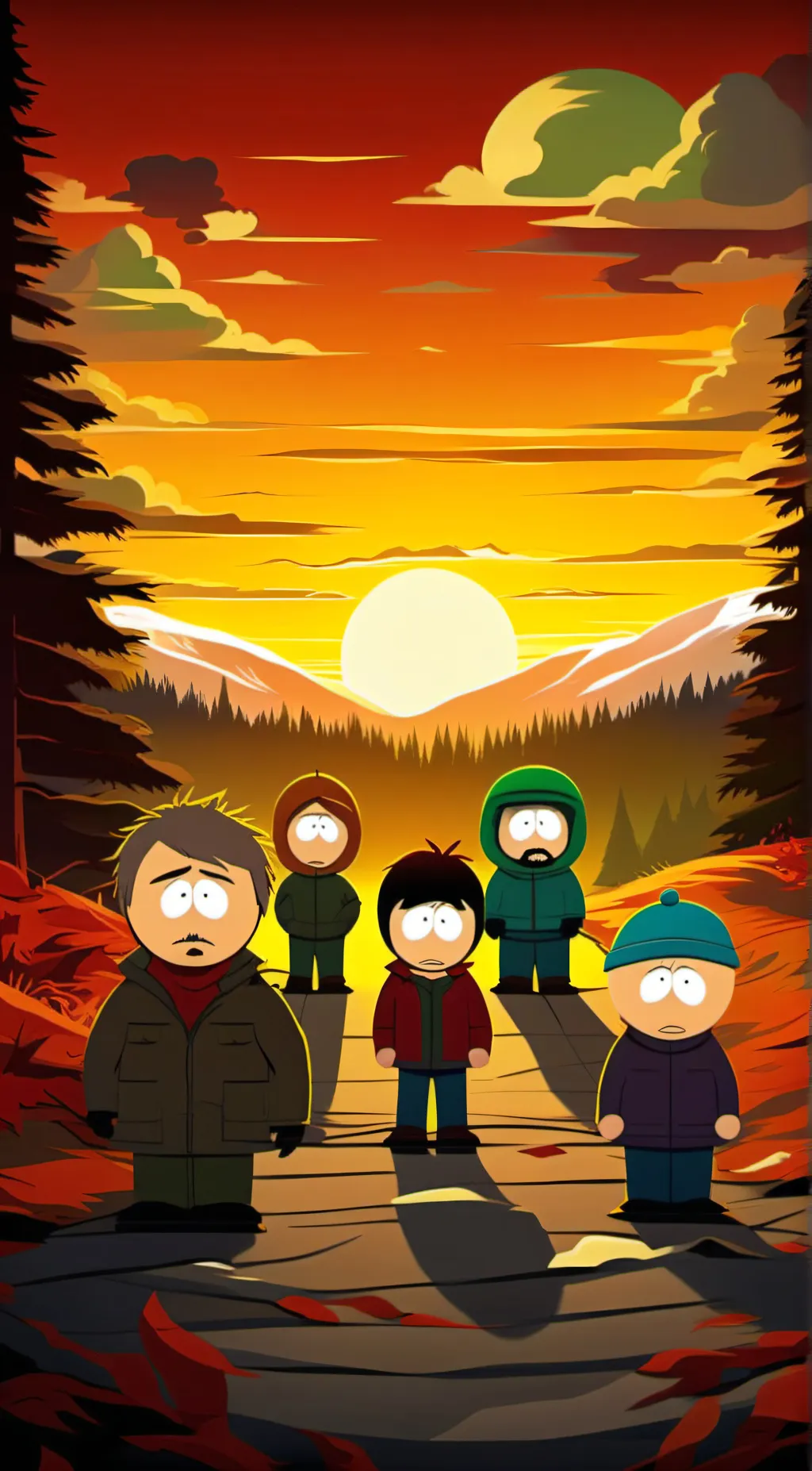ai character: South Park bois background