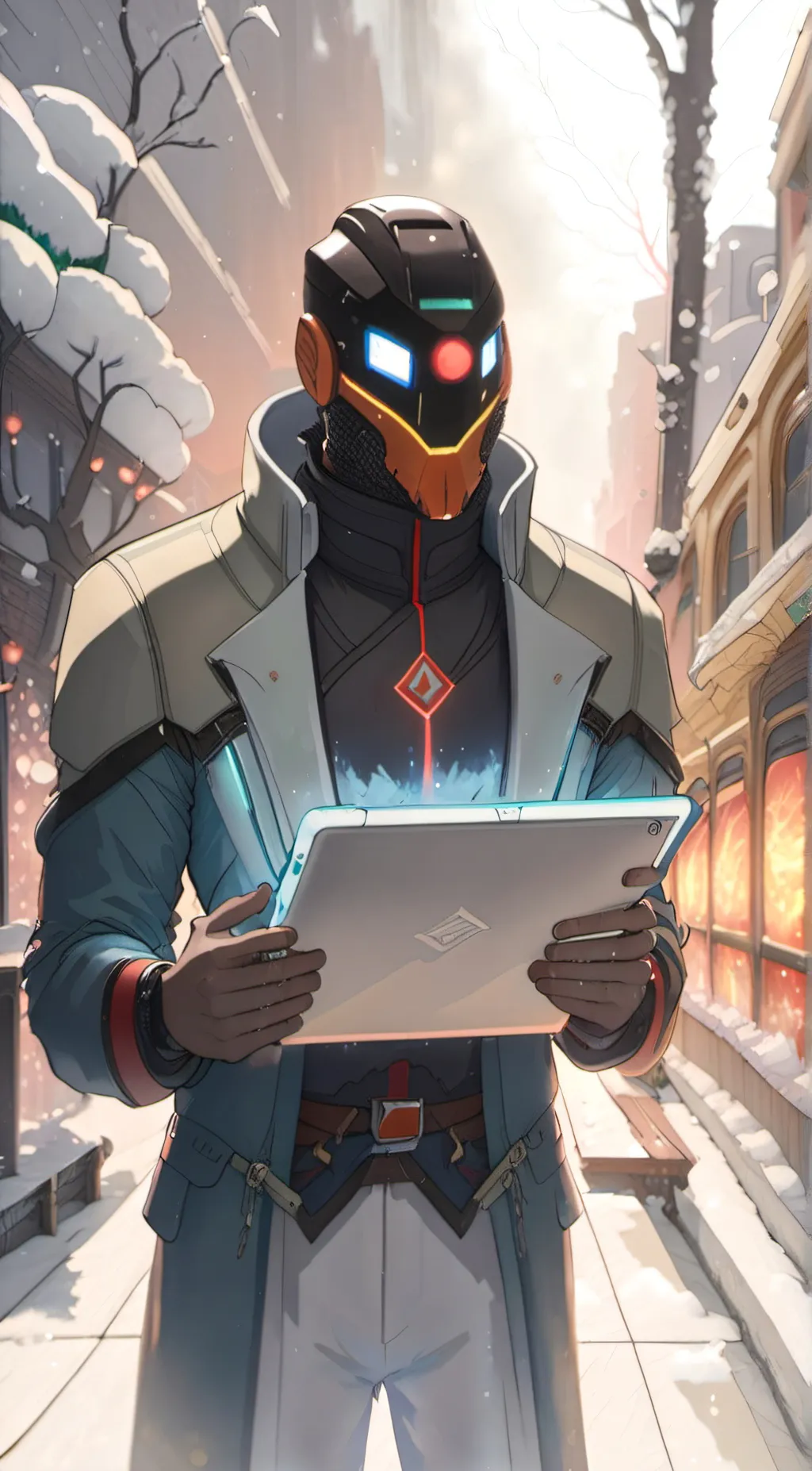ai character: tablet man background