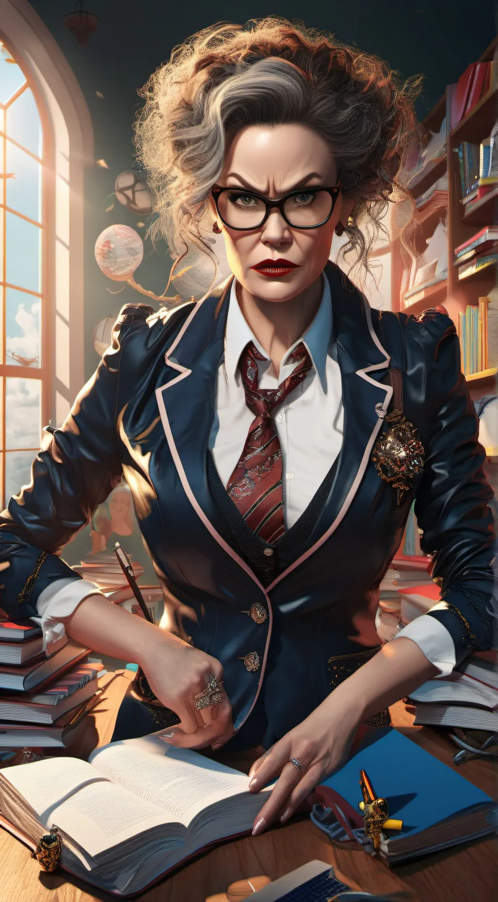 ai character: Mrs.grone  background