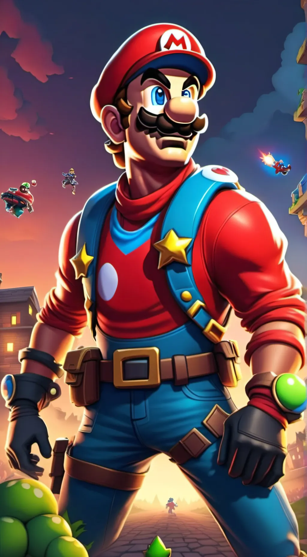 ai character: Fortnite Mario background