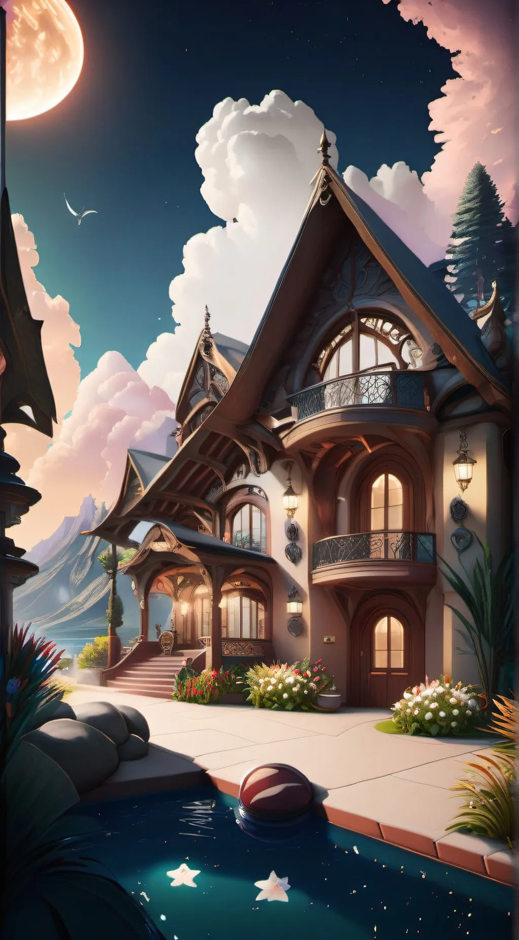 ai character: beautiful home background