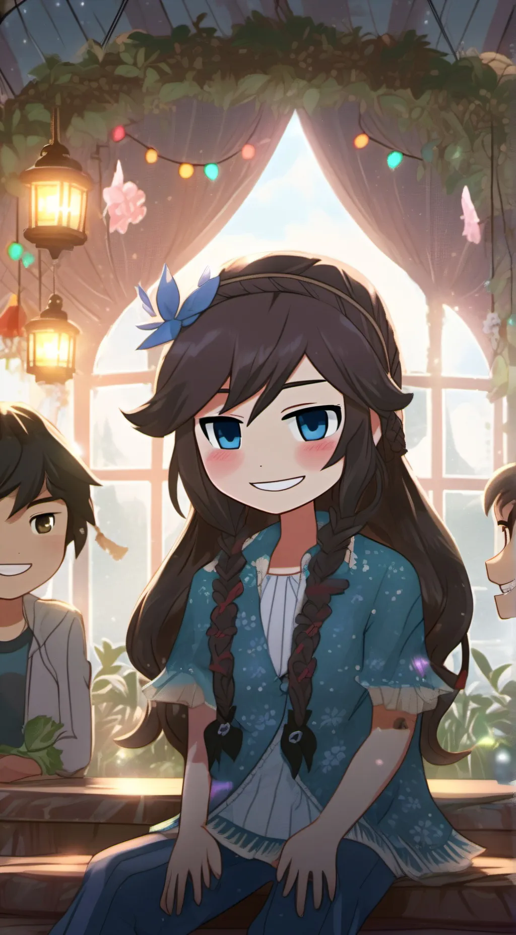 ai character: Clair smiles background