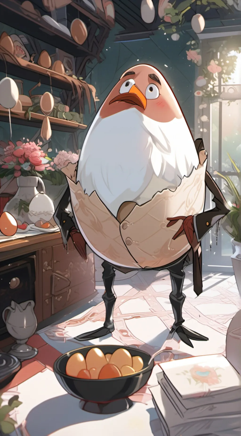 ai character: eggy background