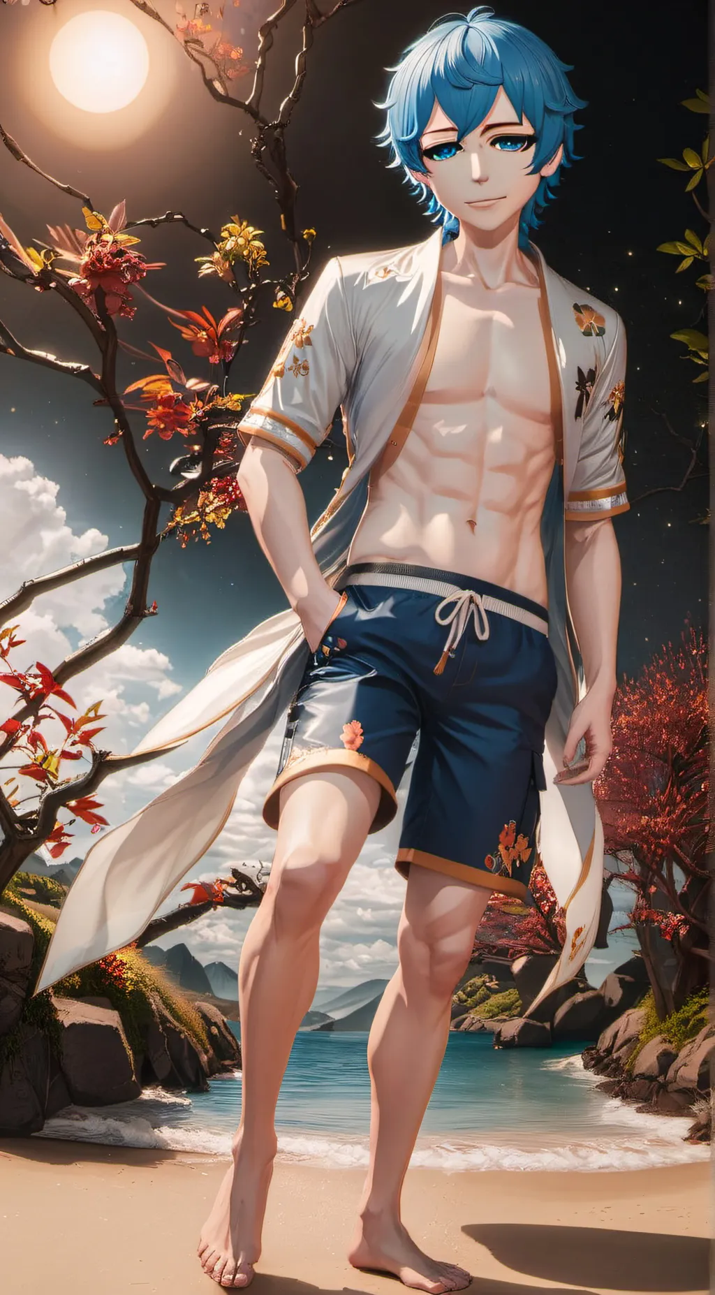 ai character: Cyan background