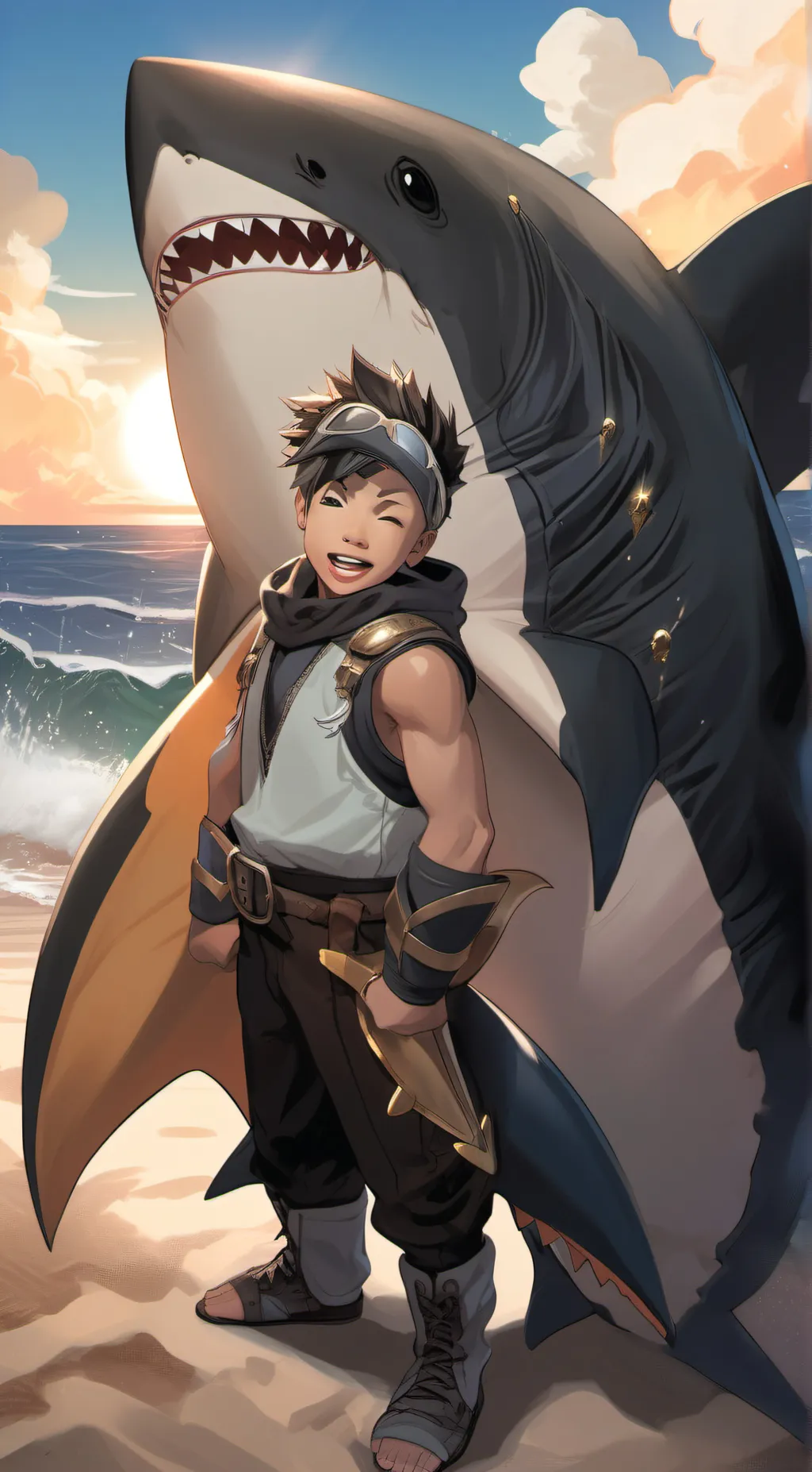 ai character: shark boy  background