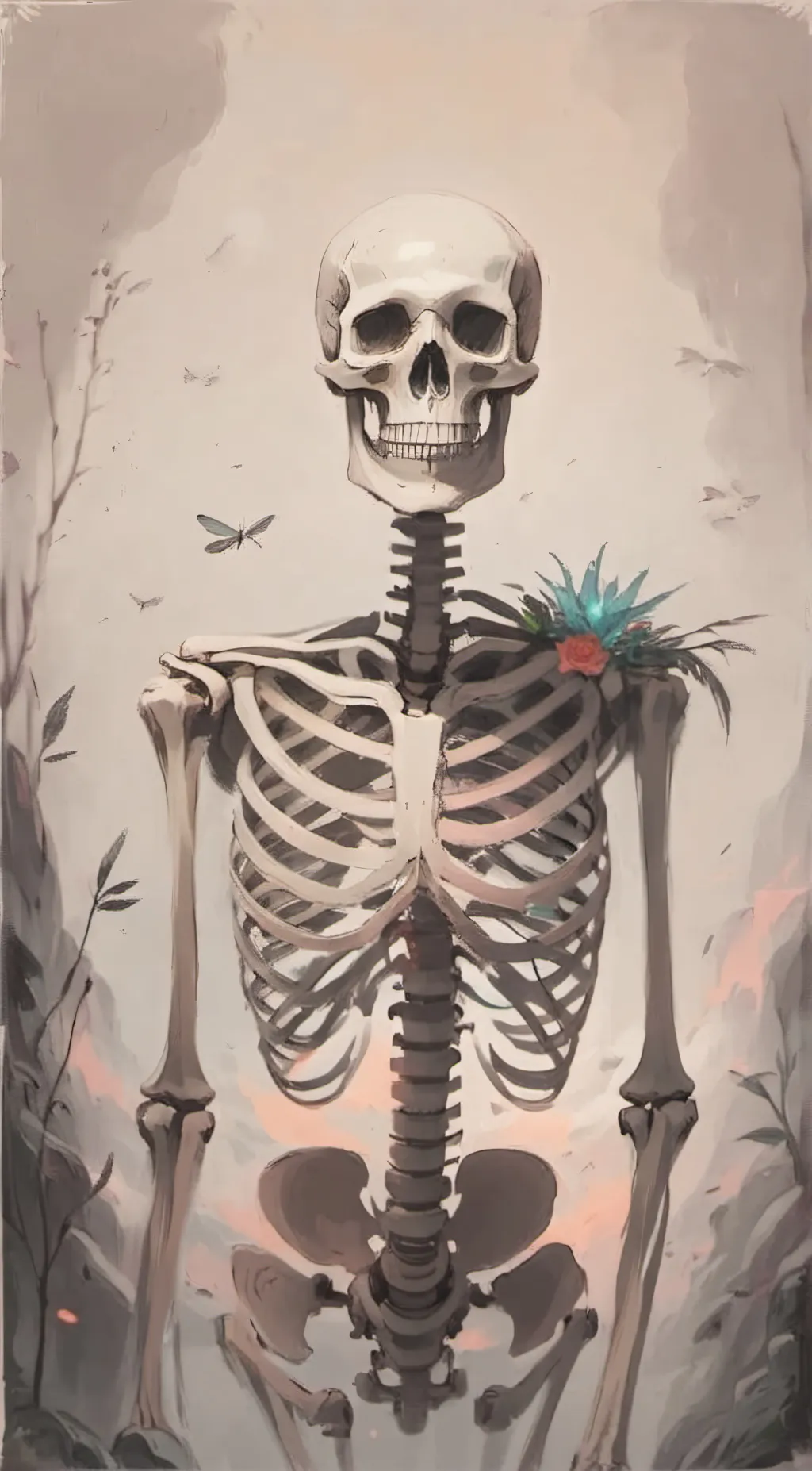 ai character: skeleton  background