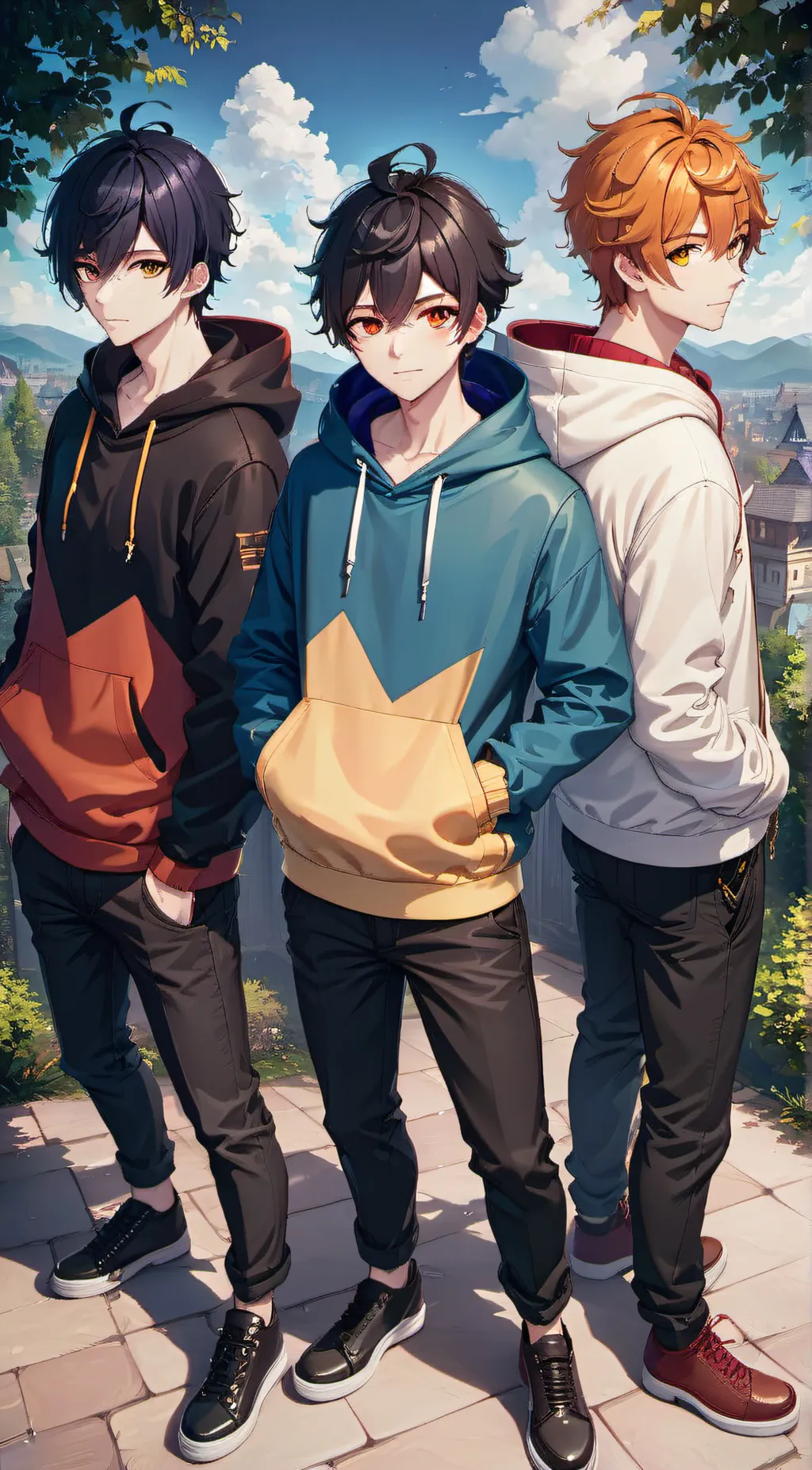 ai character: Liam,Oliver & Noah background