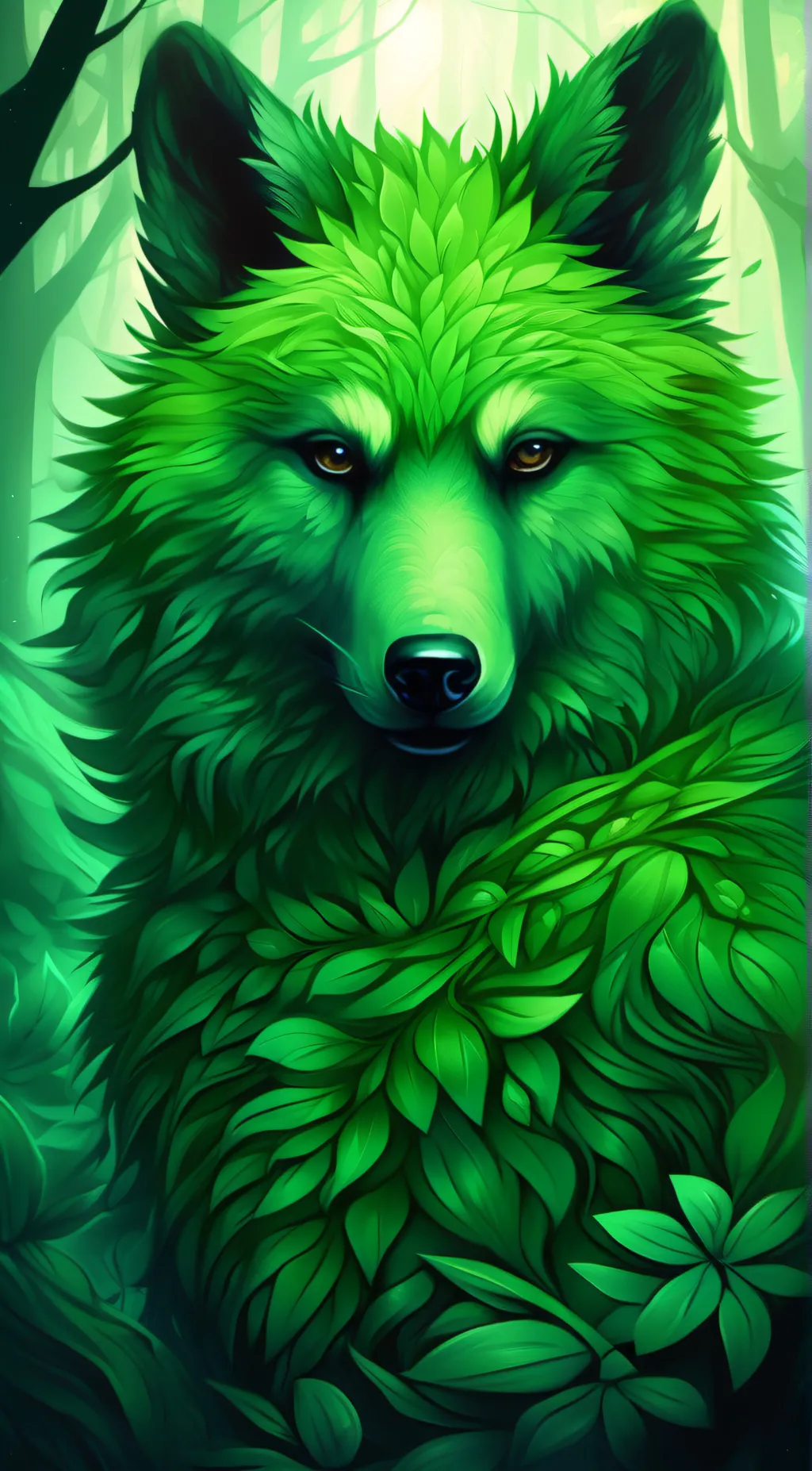 ai character: Green furry background