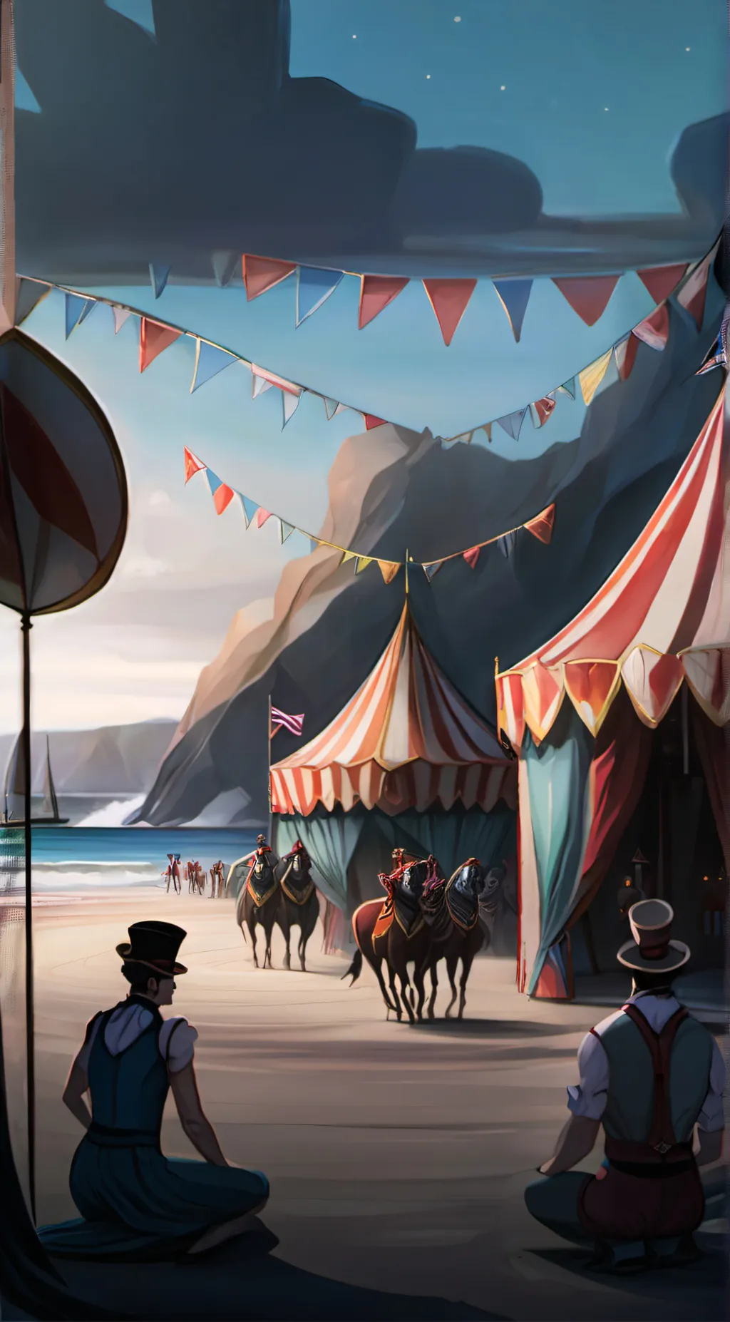 ai character: tadc but beach ep background