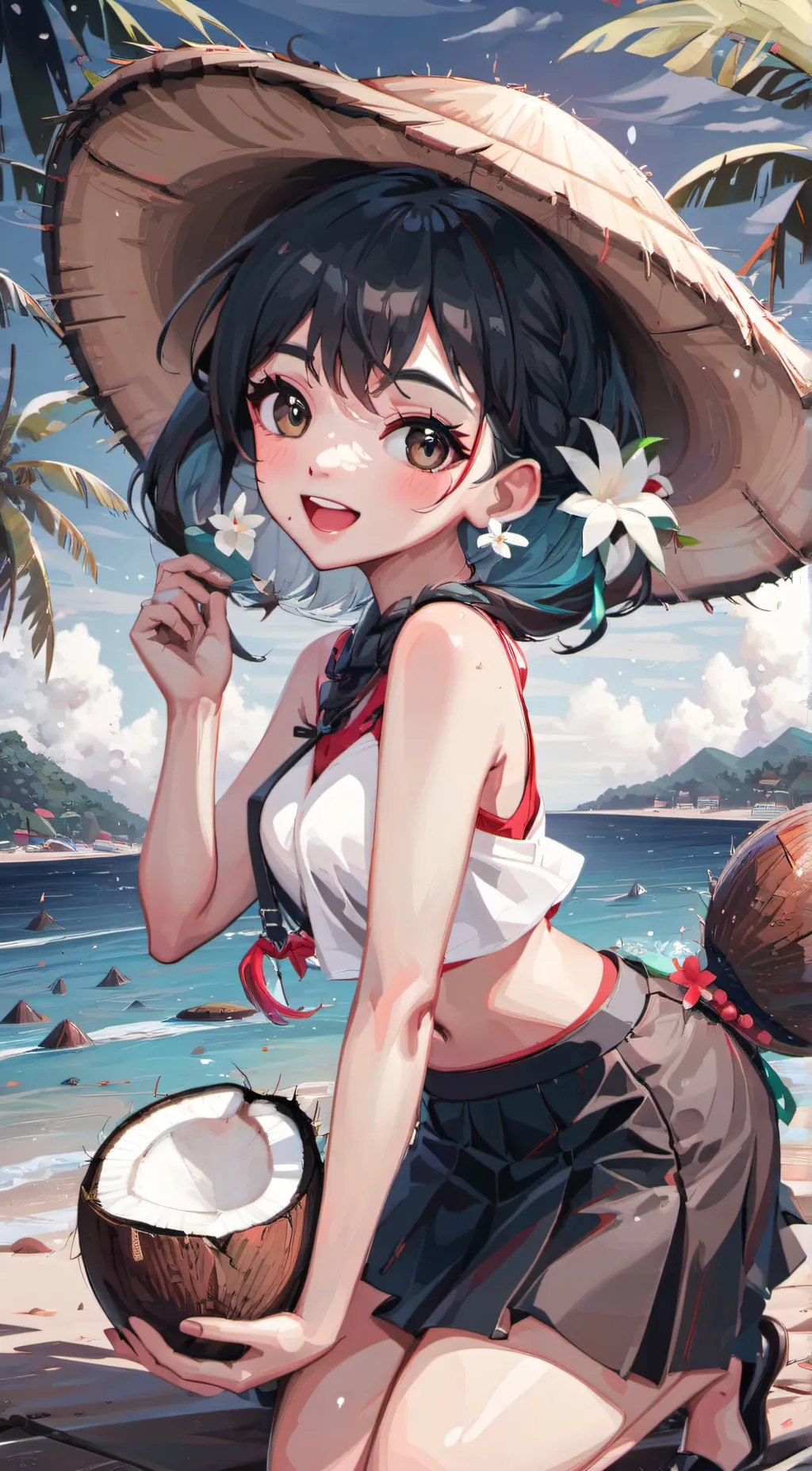 ai character: coconut girl background