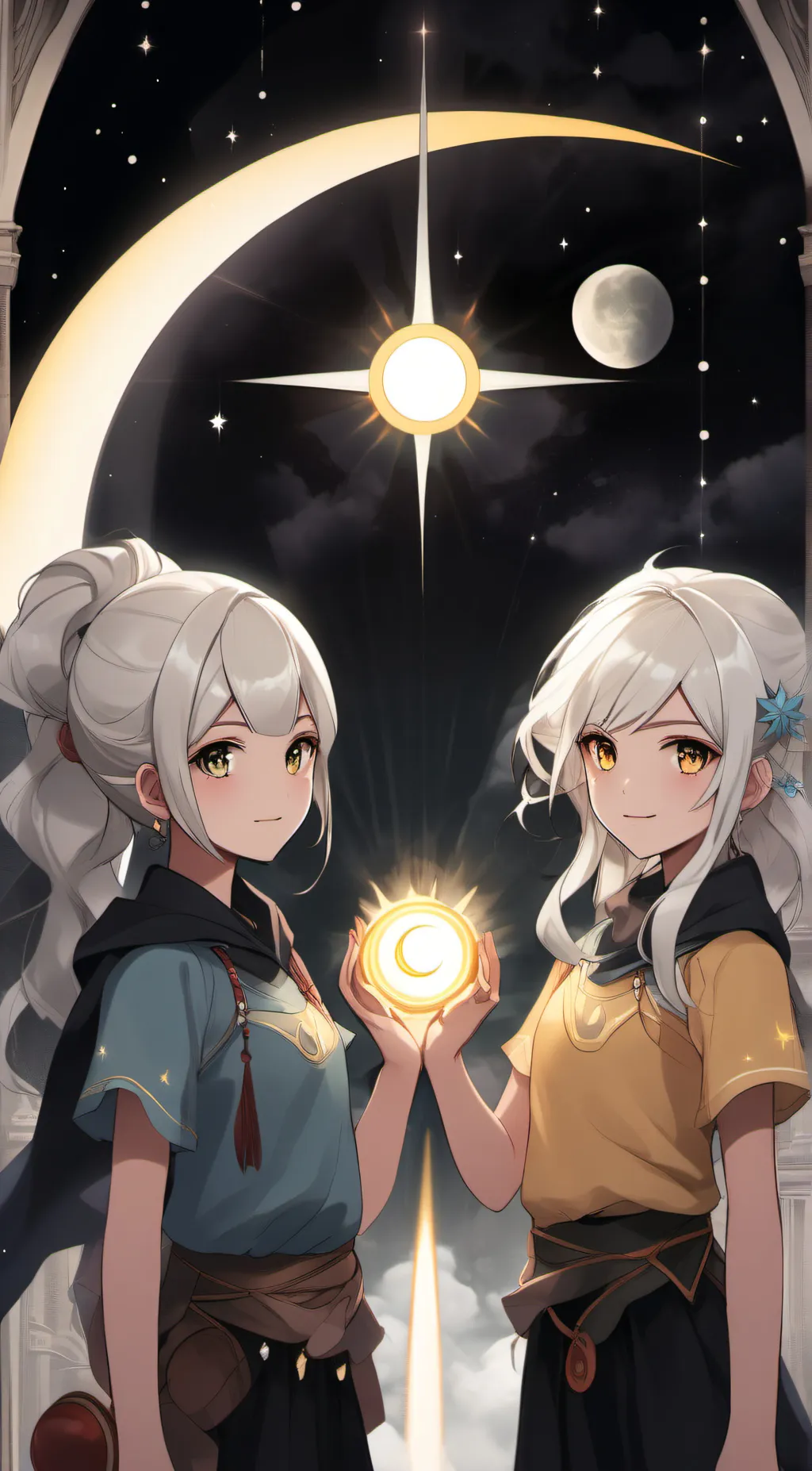 ai character: Luna and sunny background