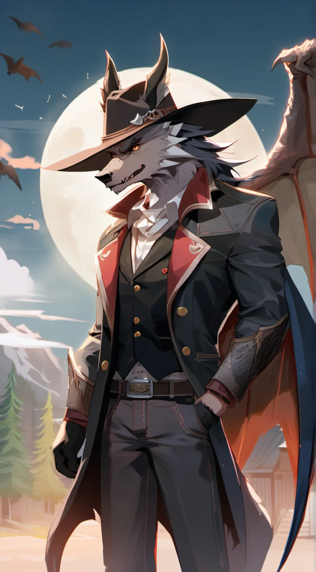 ai character: Dragon Wolve  background