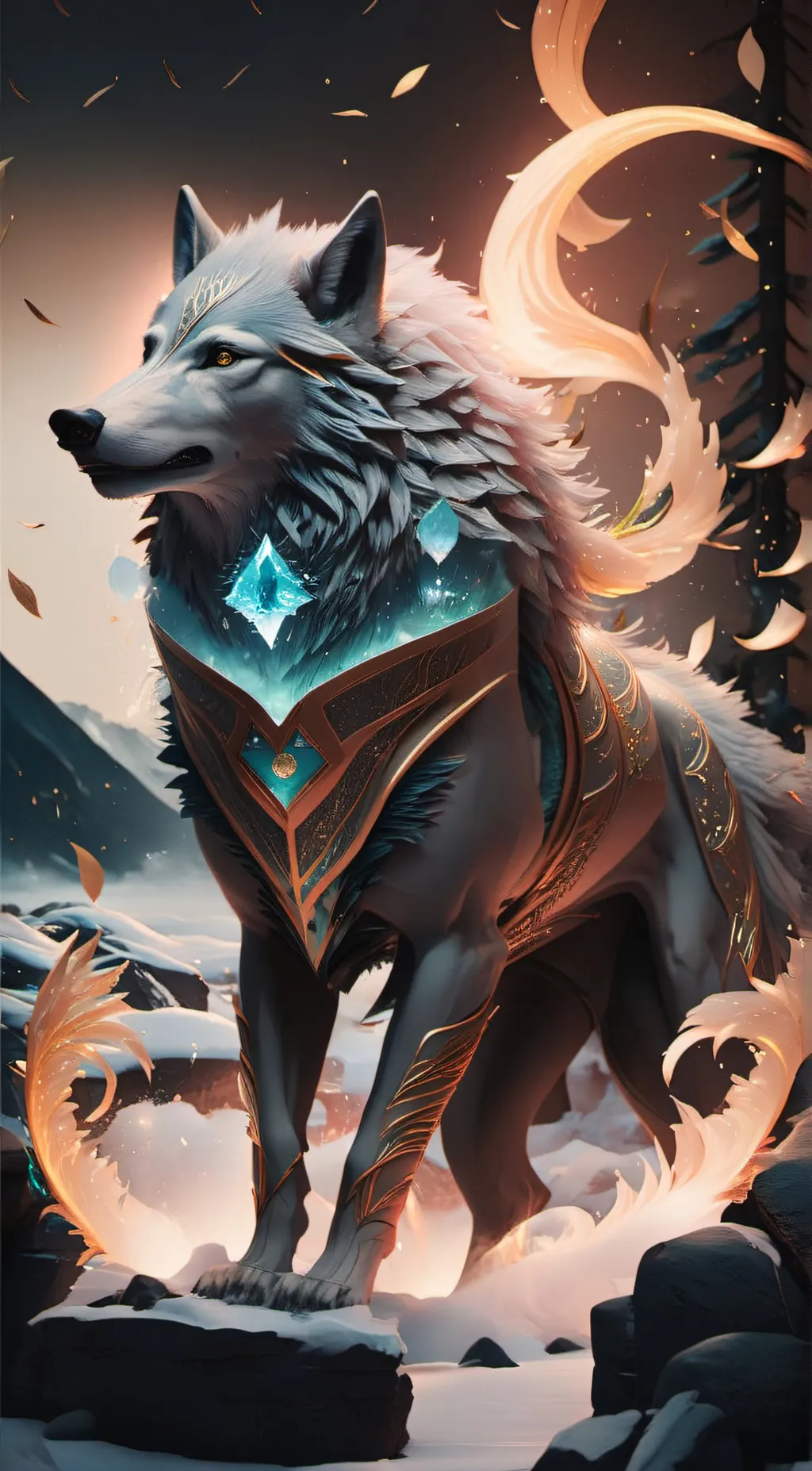ai character: Magic wolf background