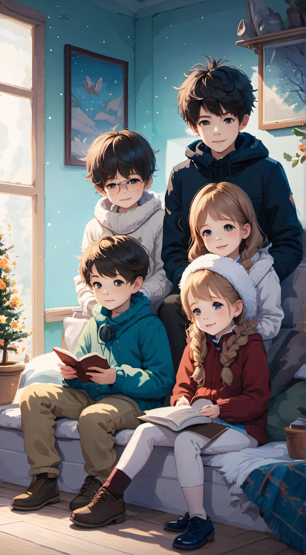 ai character: 5 kids life background