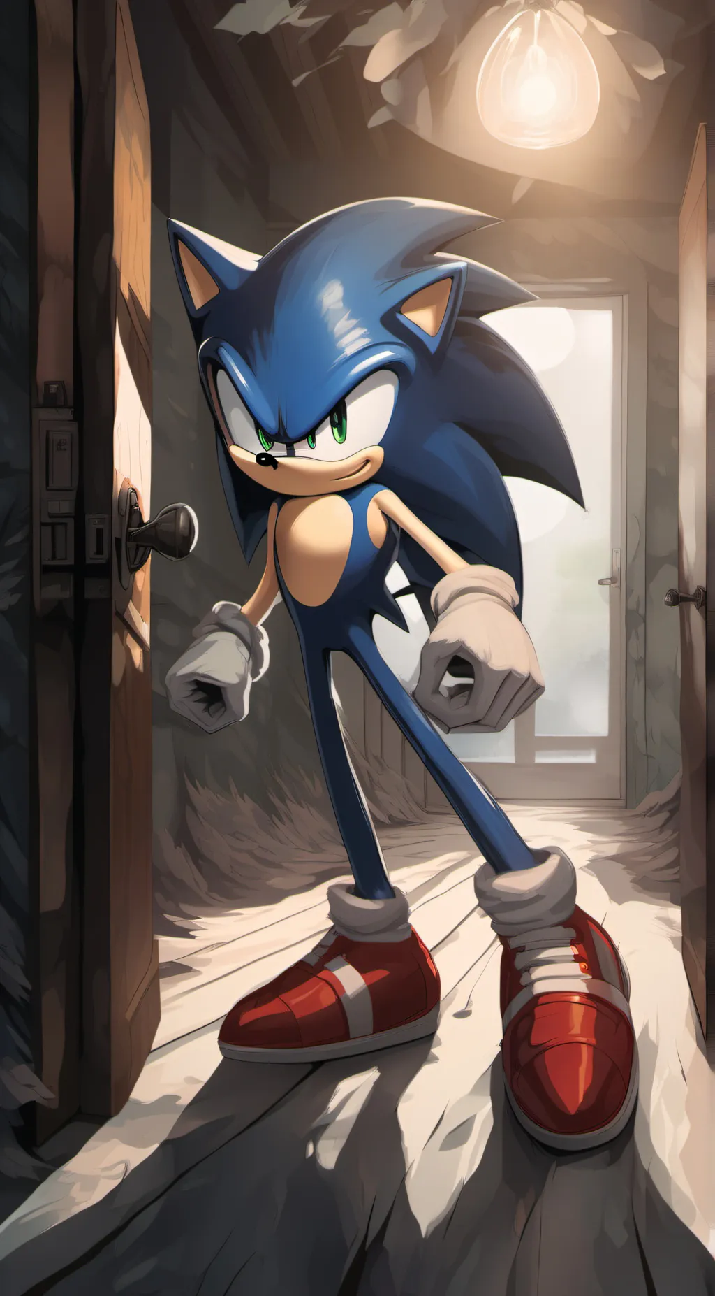 ai character: SONIC IN DOORS💀 background