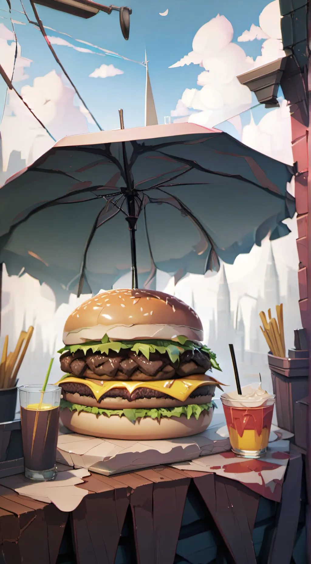 ai character: Cheeseburger  background